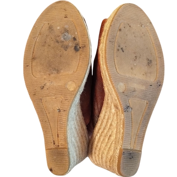 Gaimo Wedge Brown Leather Slide Sandals - Picture 5 of 8